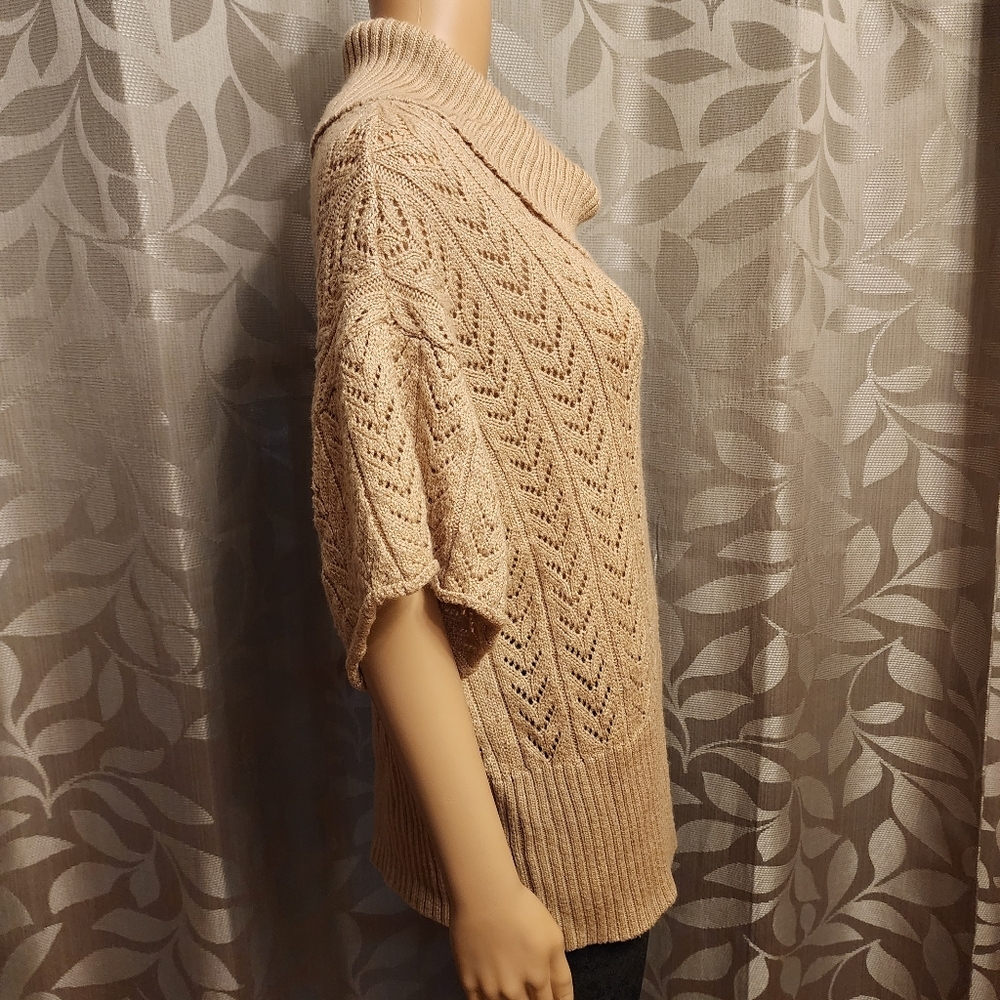 Tan Pullover Turtleneck Half Sleeve Sweater Size 14 - Picture 5 of 14